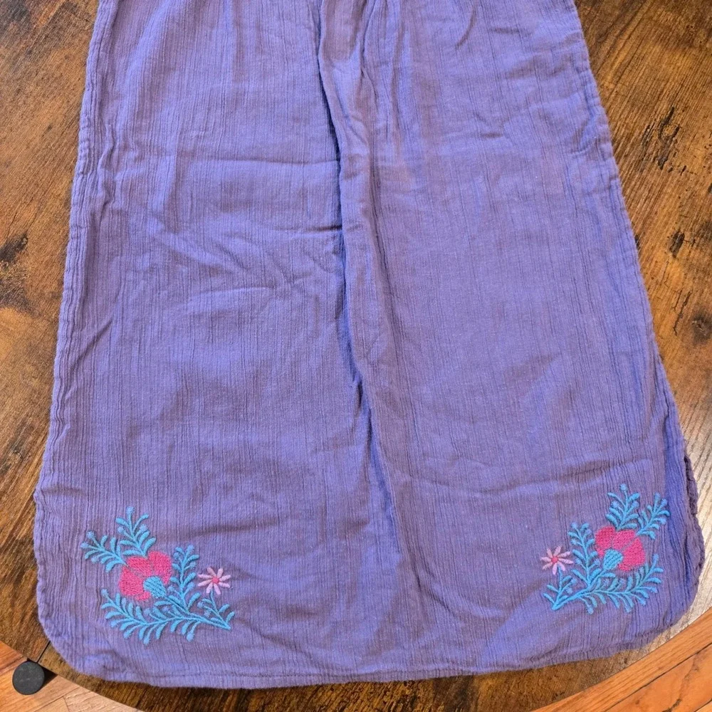 Louis Louise Girls Purple‎ Cotton Gauze Embroidered Floral Dress Size 8